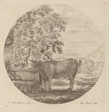 Cow and Young Shepherd at a Fountain.