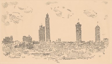 New York Sky Line, Dark Buildings, 1918.