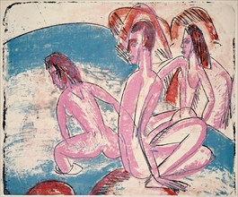 Three Bathers by Stones, 1913.