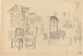 Two Studies of an Interior with Furniture.