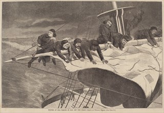 Winter at Sea - Taking in Sail Off the Coast, published 1869.