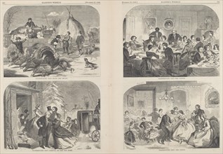 Thanksgiving Day - Ways and Means [upper left], published 1858.