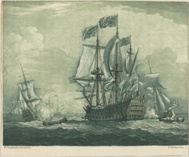 Shipping Scene with Man-of-War, 1720s.