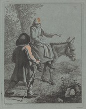 Peasant Woman Seated on a Donkey and a Peasant Man.