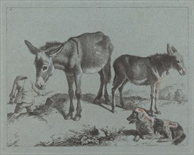 Donkey with her Foal, a Dog, and a Peasant Man, 1762/1763.