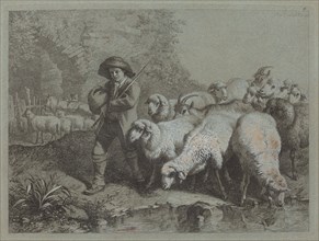 Shepherd with a Sack Driving a Flock, 1763.