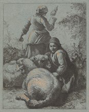 Woman Spinner and a Shepherd with Flock, 1758/1759.