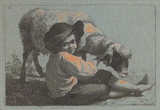 Seated Peasant Boy Holding a Sheep.