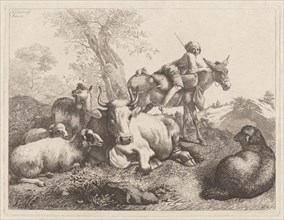 Boy on a Donkey Watching over a Group of Animals, 1763.