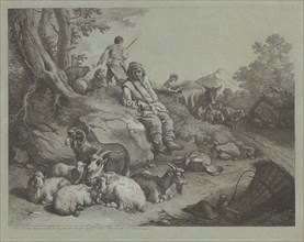 Seated Shepherd before a Flock of Goats, after 1766.