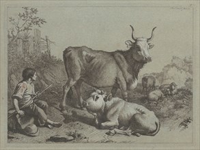 Seated Shepherd with a Bull and Bullock, 1763.