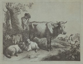 Standing Cow and a Shepherd Boy with Flock, 1760s.