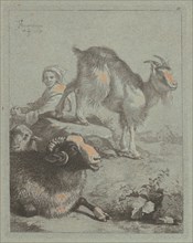 Seated Shepherdess, a Ram, a Sheep and a Goat, 1759.