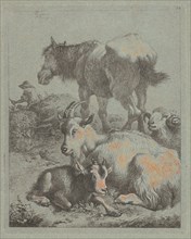 Horse, Ram, Goat with Kid; In the Distance a Shepherd with Flock, 1759.
