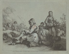 Seated Shepherd and a Peasant Woman with a Basket, 1759/1782.