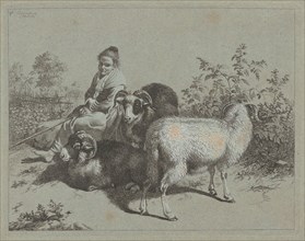 Seated Shepherdess with Three Rams, 1762.