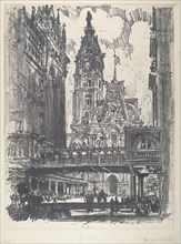 The City Hall and Bridge across Market Street, 1912.