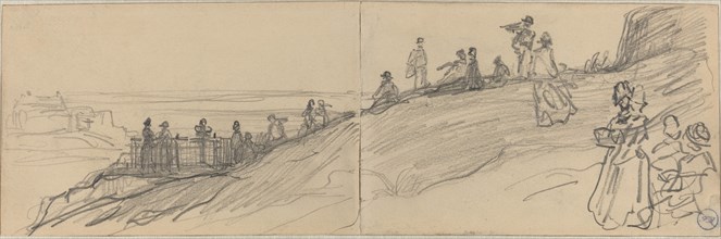 Figures on Top of a Hill, Overlooking the Sea.