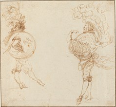 Two Men in Masquerade Costumes: The Earth and a Parade Helmet, c. 1645.