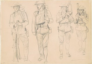 Studies for "Entering the War" [recto], 1918.
