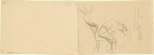 Study for "Shoeing Calvary Horses at the Front" [verso], 1918.