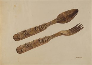 Wooden Spoon and Fork, c. 1939.