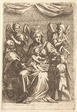The Holy Family with Two Angels.