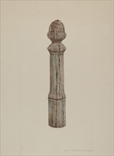 Carved Wooden Hitching Post, c. 1939.