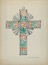 Tin and Painted Glass Cross, c. 1937.
