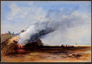 Burning of an Old Boat, 19th century.
