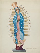 Guadalupe Wood Santo or Bulto, c. 1937.