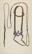 Bridle with Braided Rawhide Reins, c. 1937.