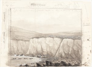 Sketch of Boats near a Cliff, mid 19th century.