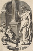 Saint Paul Preaching, an oval composition, 1547.