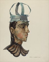 Head of Carved Figure with Tin Crown, 1935/1942.