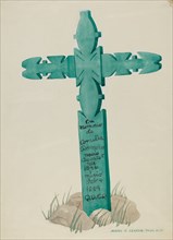 Wooden Cross, Carved, Used as Headstone, c. 1937.