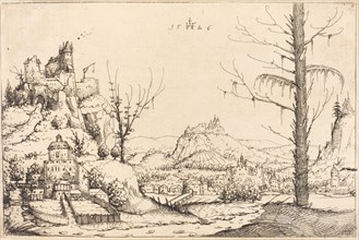 Landscape with High Cliffs, River, and City, 1546.