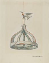 One painted, Wooden Candelabrum, with Dove, c. 1937.