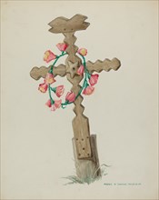 Wooden Cross used as Headstone (Hand Made), c. 1937.