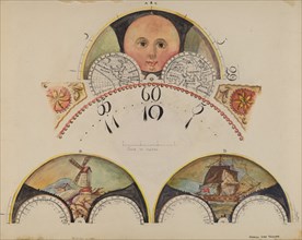 Moon Disc Paintings for Grandfather's Clock, c. 1937.