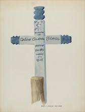 Hand Made & Painted Wooden Cross - Headstone, c. 1937.