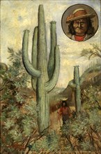 Cactus Landscape with Portrait of Geronimo, 1886-1909.
