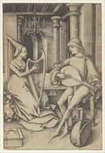 Lute Player and Harpist, from Scenes of Daily Life,.n.d.