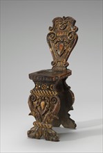 Walnut Stool (Sgabello), Carved and Gilded, c. 1540/1560.