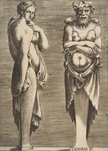 Two Terms, a Nymph at left Silvanus at right, ca. 1530-50.