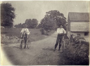 Samuel Murray and Benjamin Eakins on Bicycles, c. 1895-1899.