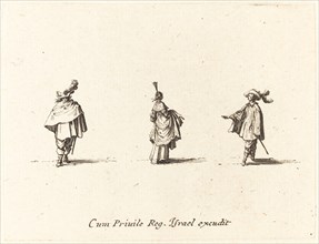 Lady with Dress Gathered Up, and Two Gentlemen, probably 1634.