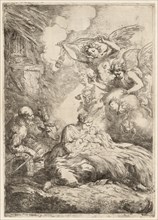 The Holy Family Adored by Angels (The Large Nativity), c. 1655.