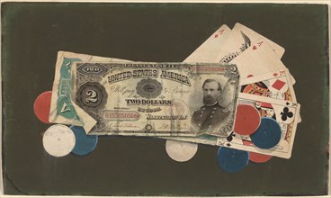Trompe l'Oeil: A Full House with Chips, $2 and $5 Bills, c. 1895.