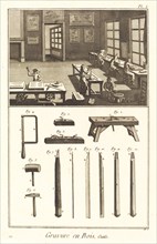 Gravure en Bois, Outils: pl. I, 1771/1779.  [Wood engraving, tools].